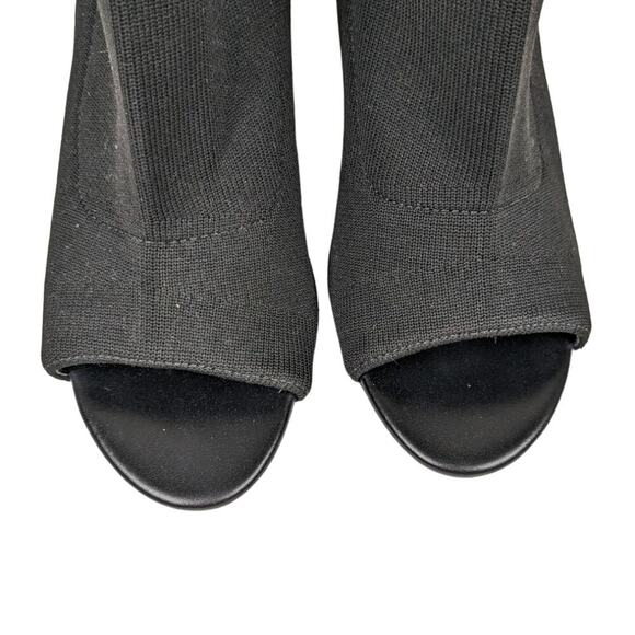 Calvin Klein 6.5 Peep Toe Sock Booties Black Stiletto Heel Chic Y2K Inspired - Picture 5 of 11